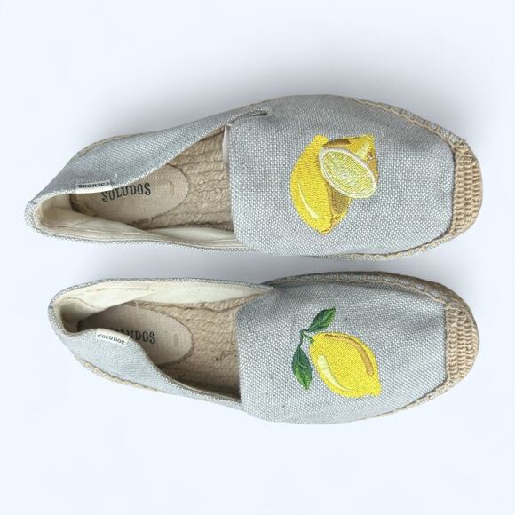 Soludos Women's Lemon Embroidered Espadrilles size 7.5 NEW Summer Cute Girly - Picture 3 of 12